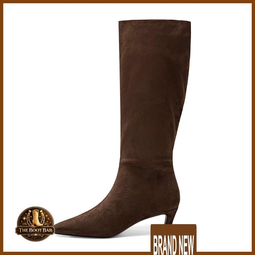 Knee High Boots Square Toe Kitten Heel Tall Boots Side Zipper Dressy Fall Shoes